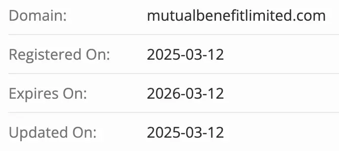 Mutual Benefit Limited домен  домен Mutual Benefit Limited