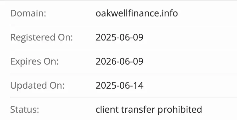 Oakwell Finance домен
