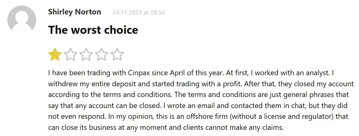 Отзыв о Cinpax