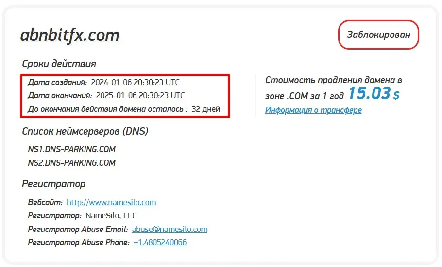 Проверка доменного имени abnbitfx.com