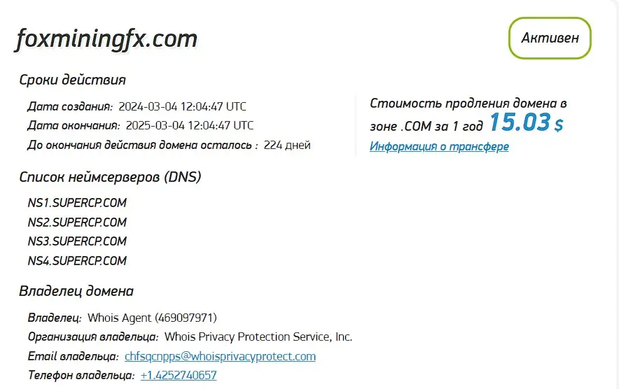 Проверка домена foxminingfx.com