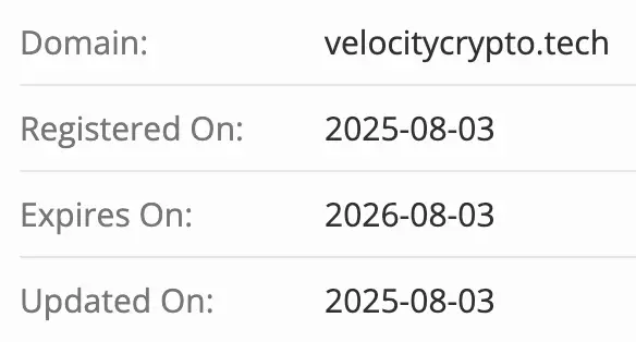 VelocityCrypto домен домен VelocityCrypto