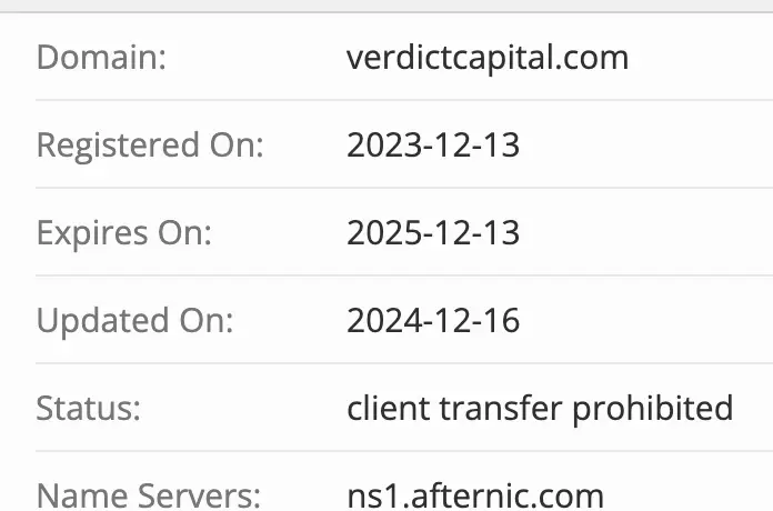 Verdict Capital проверка домена