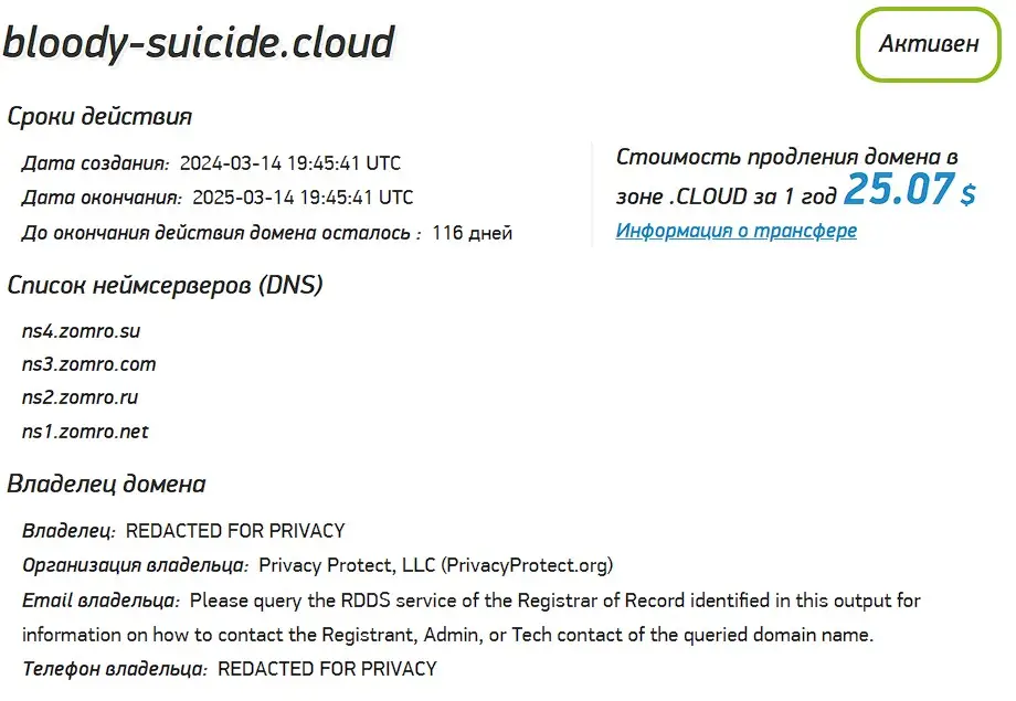 Проверка домена bloody-suicide.cloud