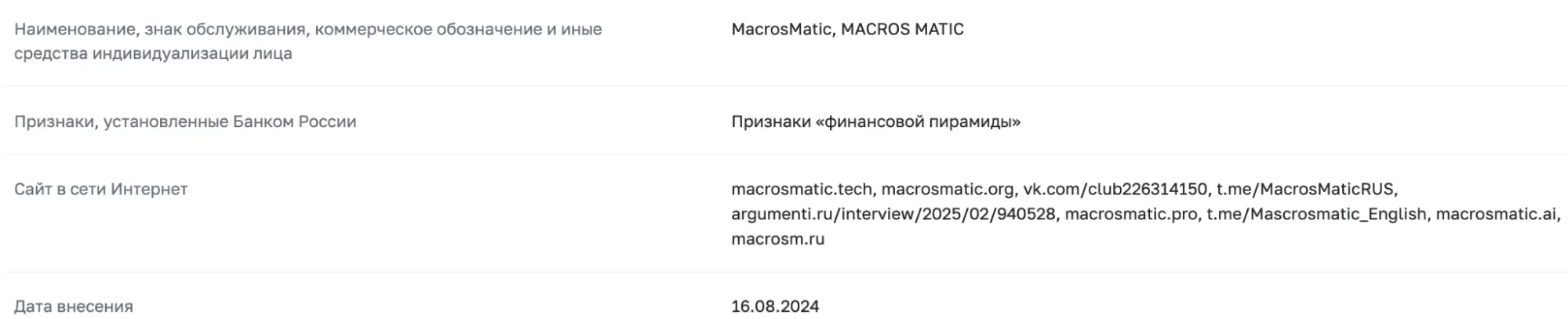 MacrosMatic инфо о сайте  информация о сайте MacrosMatic