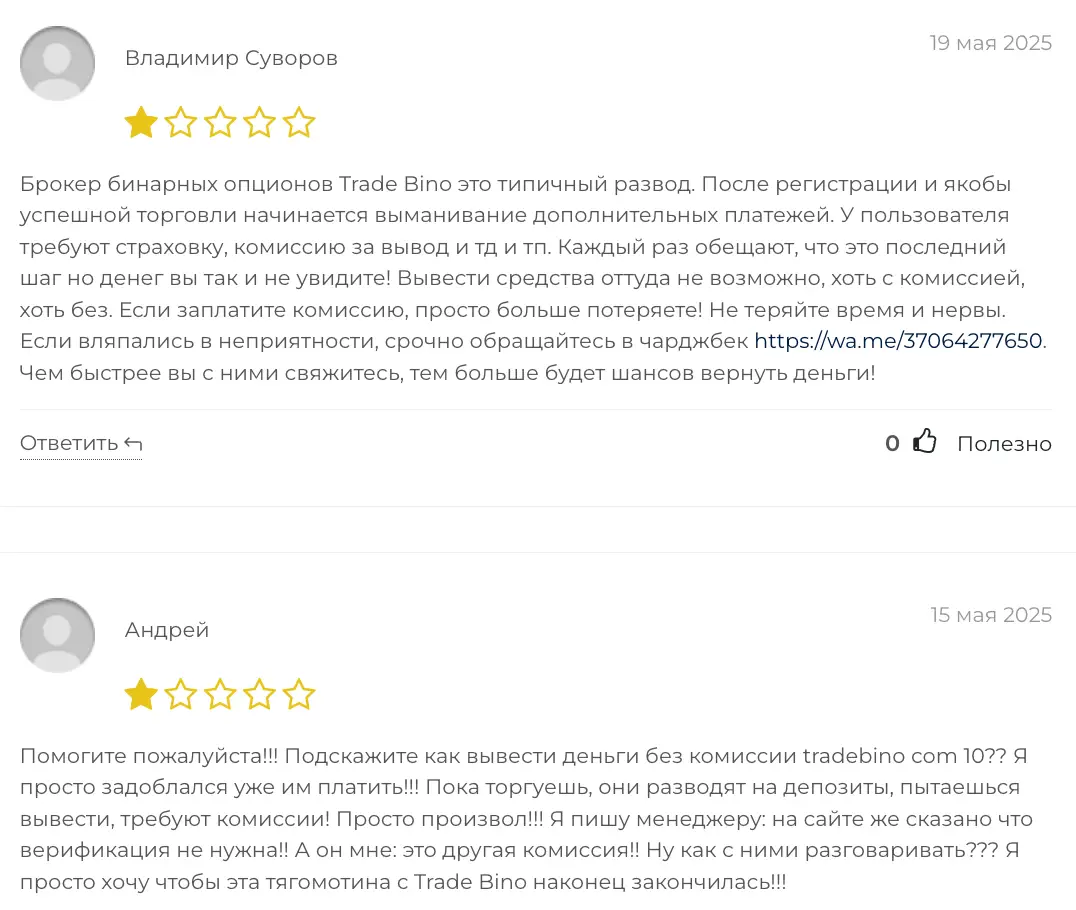 отзывы клиентов Trade Bino