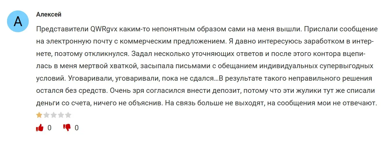 Отзыв пользователя о QWR-gvx