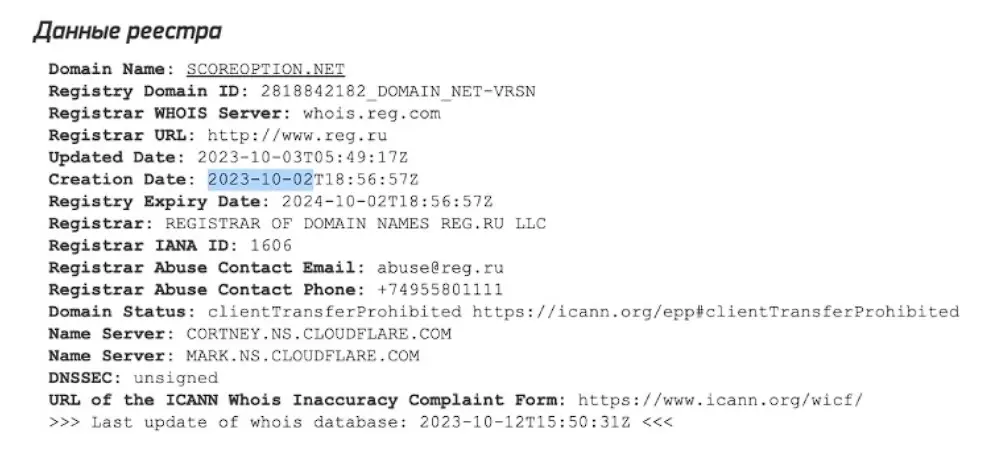 Проверка домена scoreoption.net