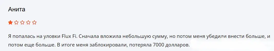 Flux Fi отзыв клиента