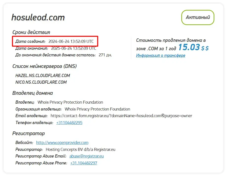 Проверка доменного имени hosuleod.com