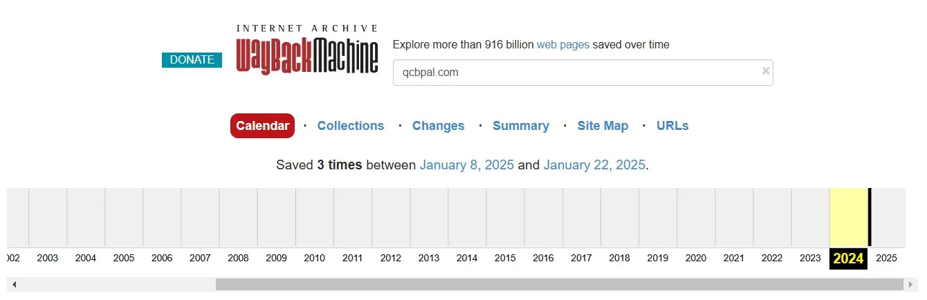 Анализ домена qcbpal.com в архиве Wayback Machine