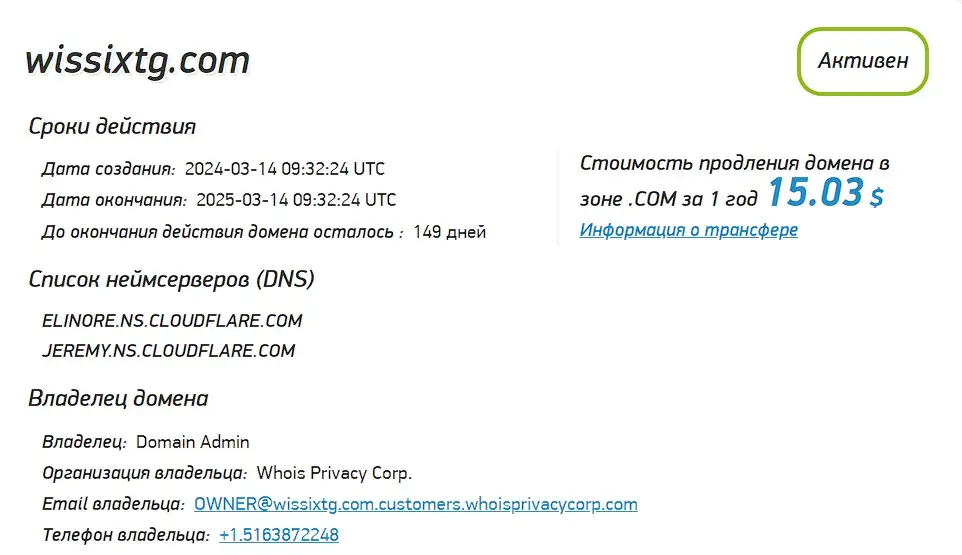 Проверка доменного имени wissixtg.com