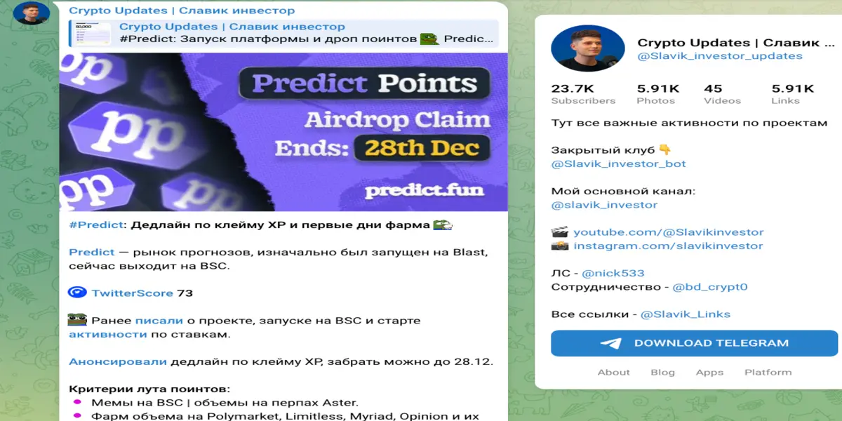 информация о Crypto Updates | Славик инвестор