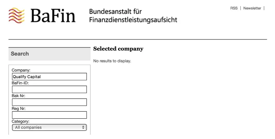 Проверка Qualify Capital в реестрах BaFin Проверка Qualify Capital в реестрах BaFin