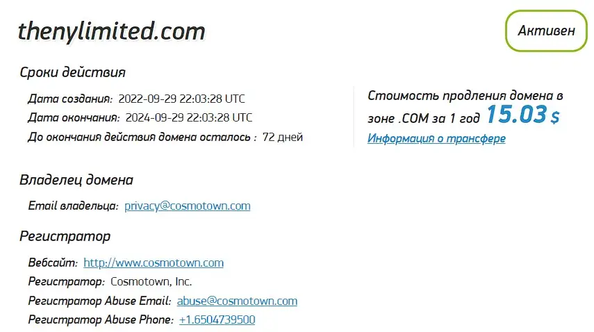 Проверка домена thenylimited.com