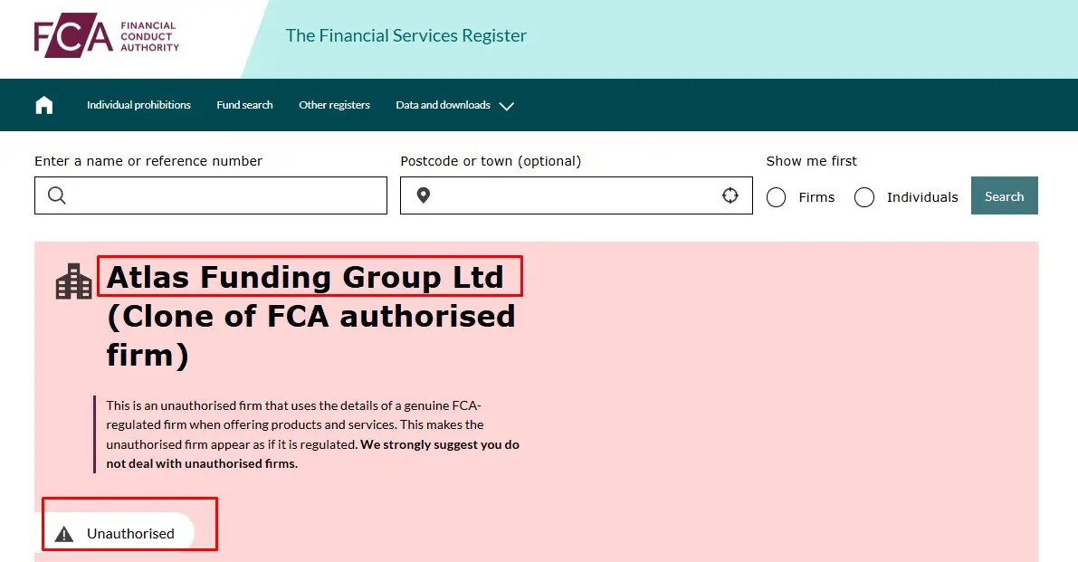 Проверка Atlas Funding Group Ltd в реестрах FCA Проверка Atlas Funding Group Ltd в реестрах FCA