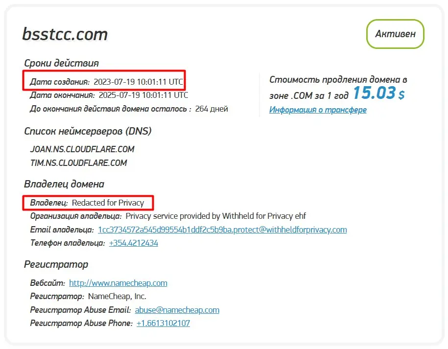 Проверка доменного имени bsstcc.com
