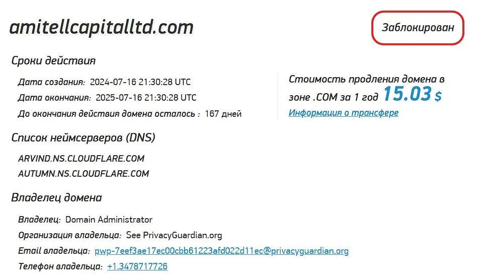 Проверка домена amitellcapitalltd.com