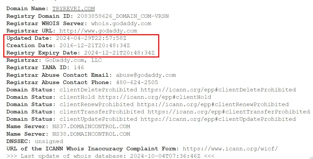 Проверка доменного имени tryrevri.com