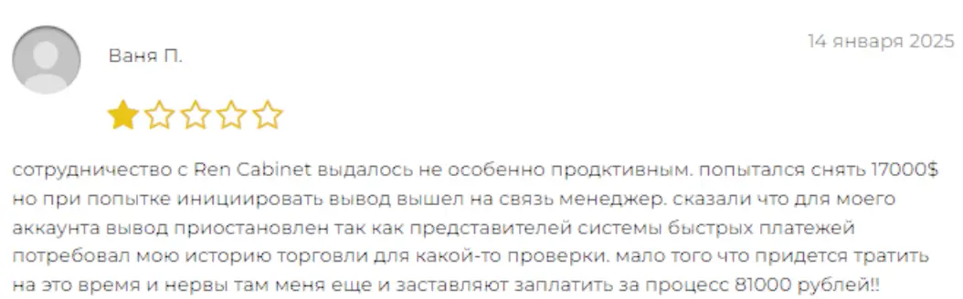 настоящий отзыв про Ren Cabinet реальный отзыв о Ren Cabinet