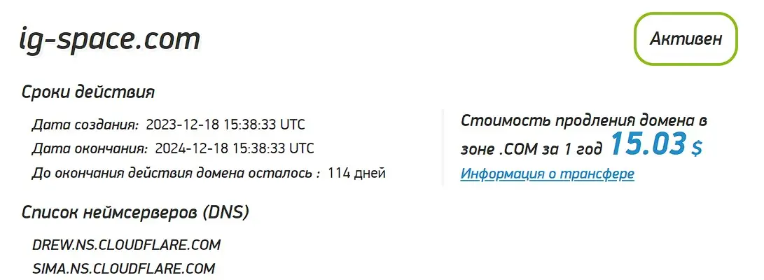 Проверка домена ig-space.com