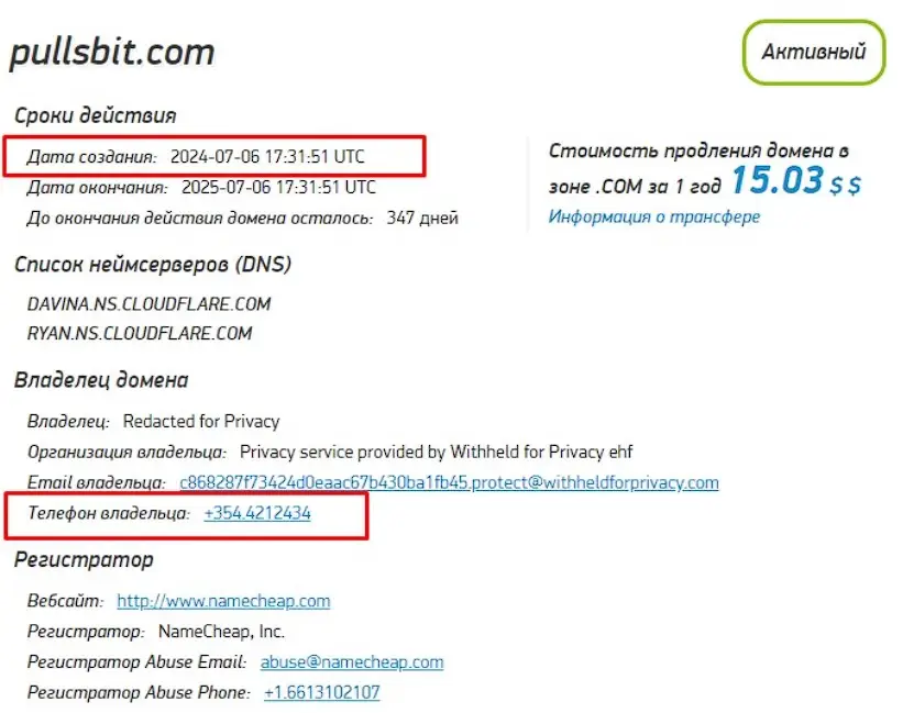 Проверка домена pullsbit.com