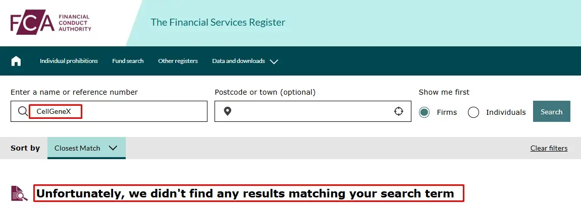Проверка Cell Gene-X в реестрах FCA
