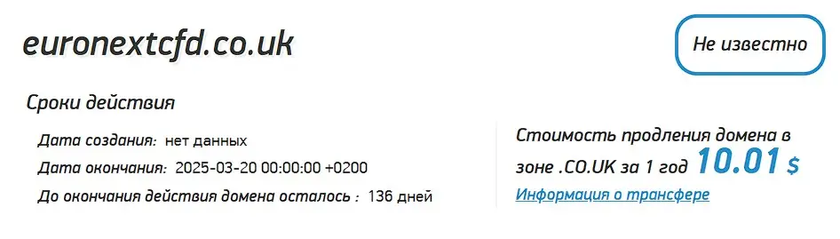 Проверка домена euronextcfd.co.uk