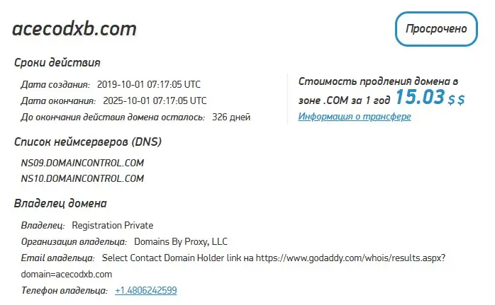 Проверка домена acecodxb.com