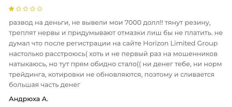 Horizon Limited Group отзыв  отзыв клиента Horizon Limited Group