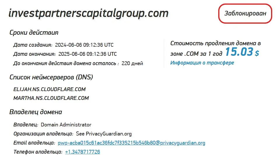 Проверка доменного имени investpartnerscapitalgroup.com