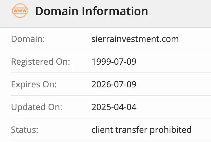 Sierra Investment Management домен  домен Sierra Investment Management