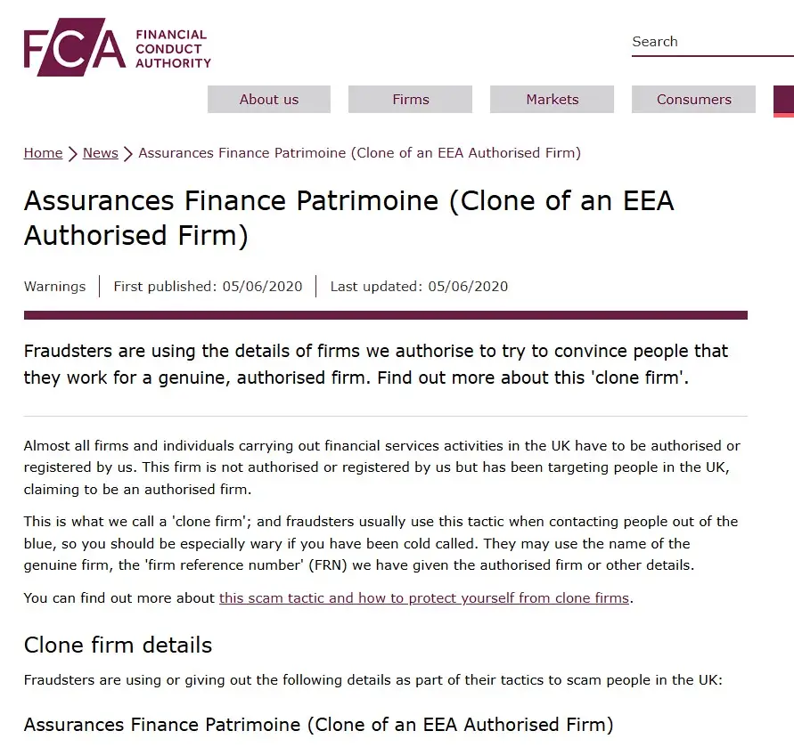 Проверка Alpha Sharpe в реестрах FCA Проверка Alpha Sharpe в реестрах FCA