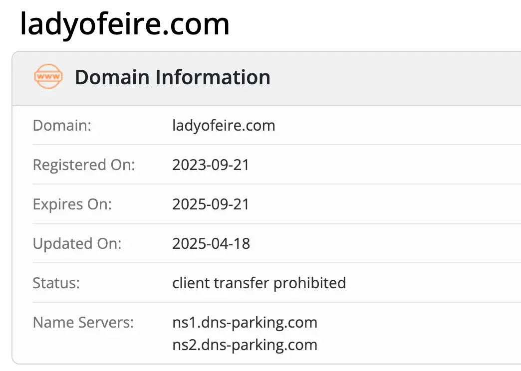 домен Ladyofeire Ladyofeire домен