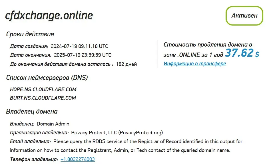 Проверка домена cfdxchange.online