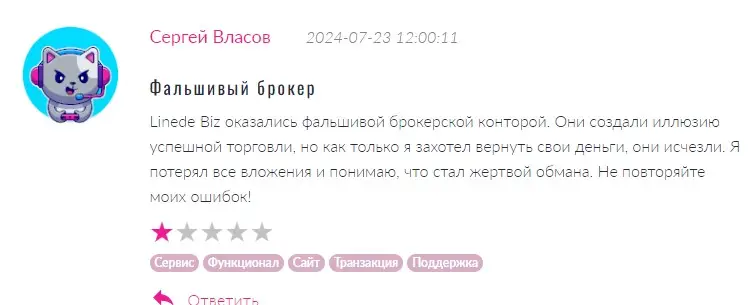 Linede Biz отзыв клиента