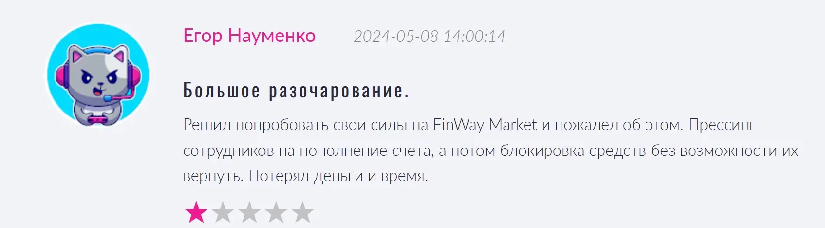 Отзыв пользователя о FinWay