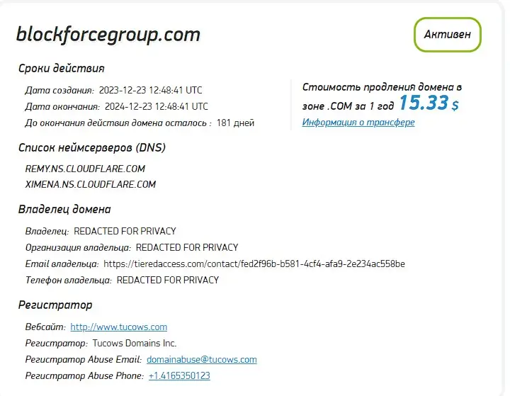Проверка домена blockforcegroup.com