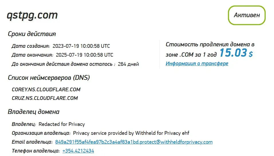 Проверка домена qstpg.com