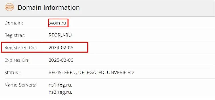 Проверка домена Svoin