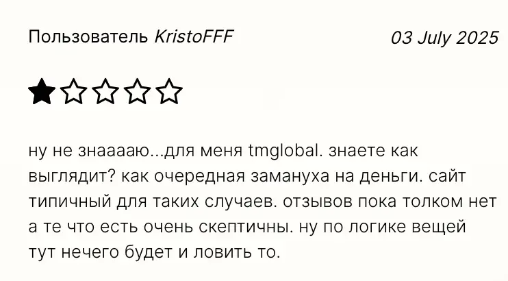 TM Global отзыв клиента 