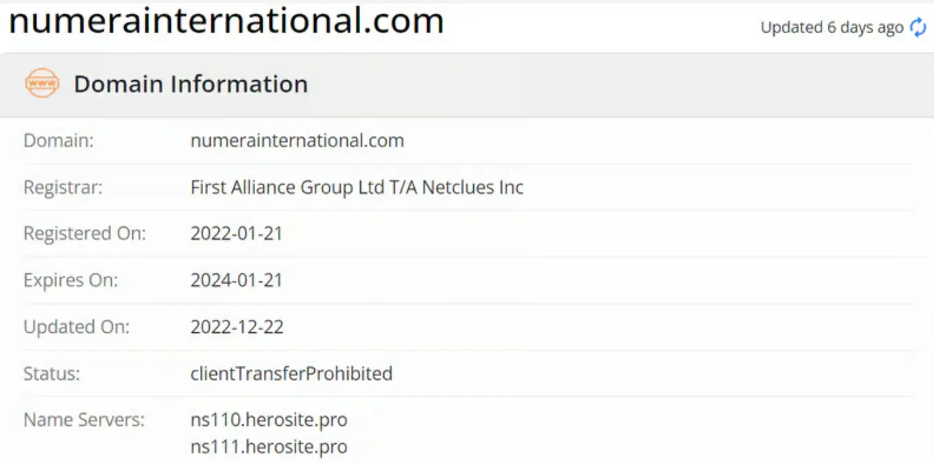 Numera International Limited проверка