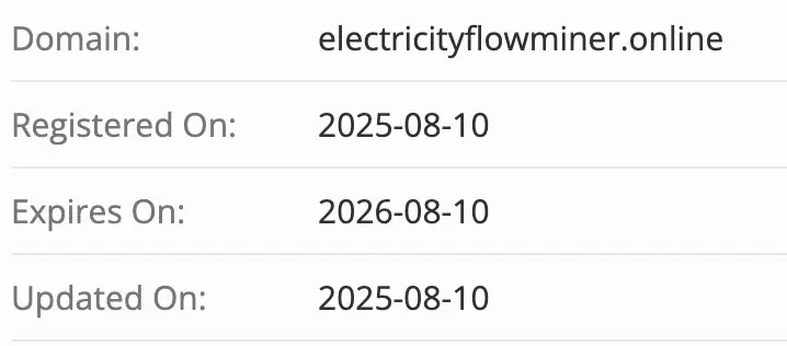 домен Electricity USDT Flow Miner