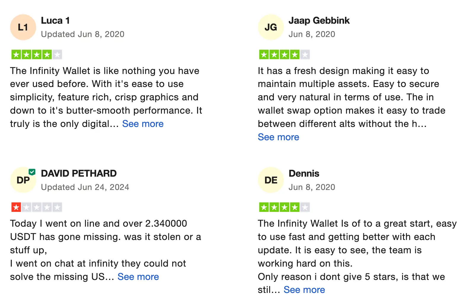 реальные отзывы о Infinity Wallet Infinity Wallet отзывы