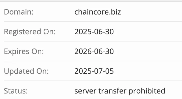 ChainCore домен домен ChainCore