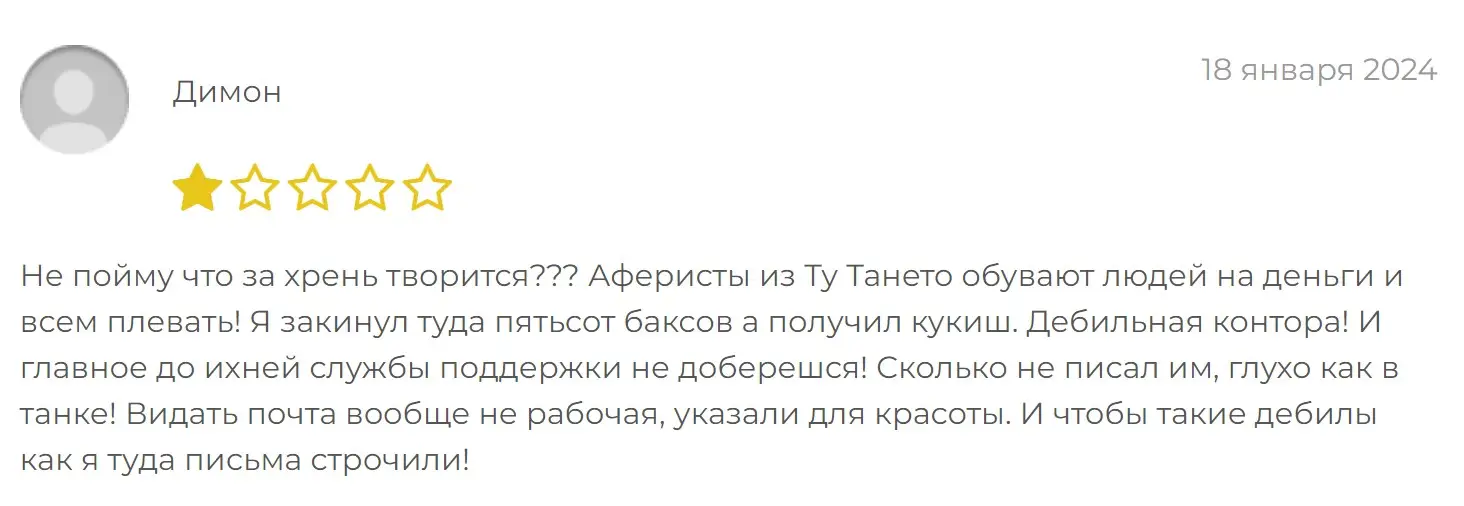 Отзыв пользователя о TuTaneto