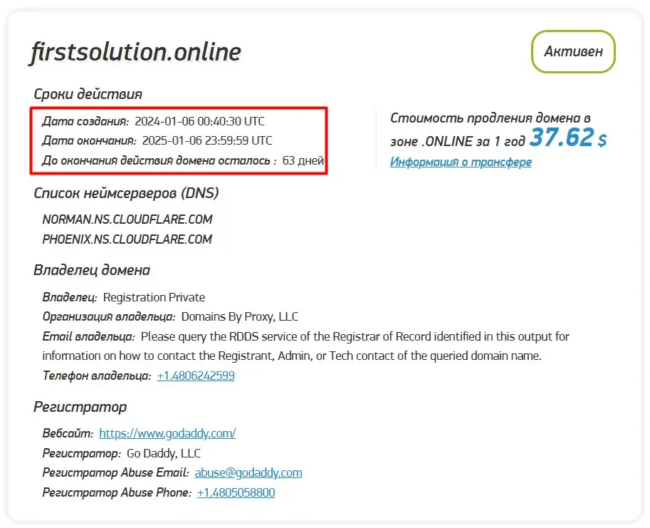 Проверка доменного имени firstsolution.online
