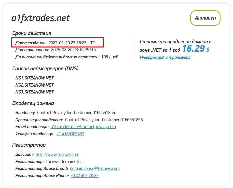 Проверка доменного имени a1fxtrades.net