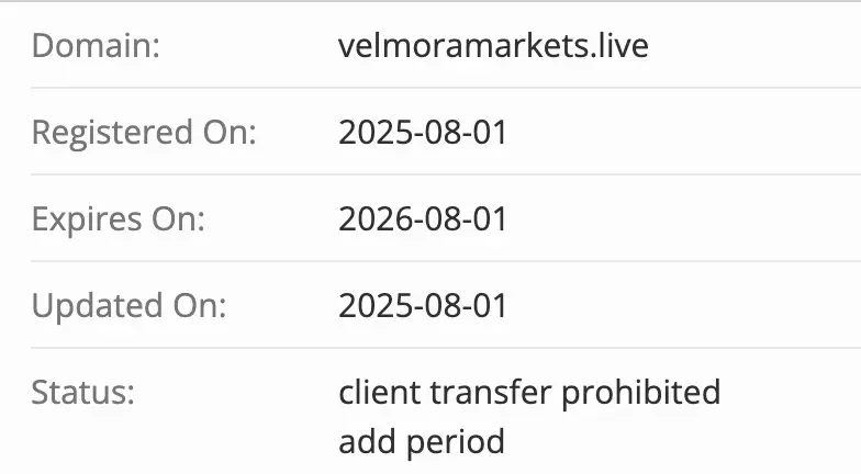 домен Velmora Markets