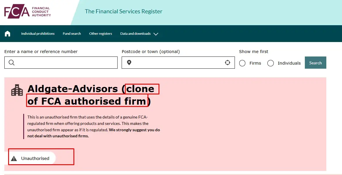Проверка Aldgate-Advisors в реестрах FCA Проверка Aldgate-Advisors в реестрах FCA